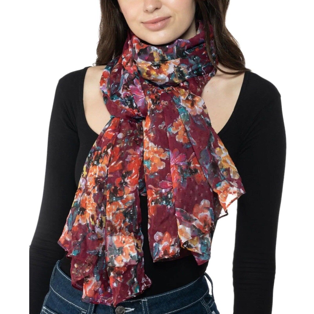 Giani Bernini Watercolor Floral Wrap Wine New